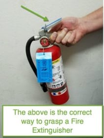 Correct Way to grasp a fire extiguisher